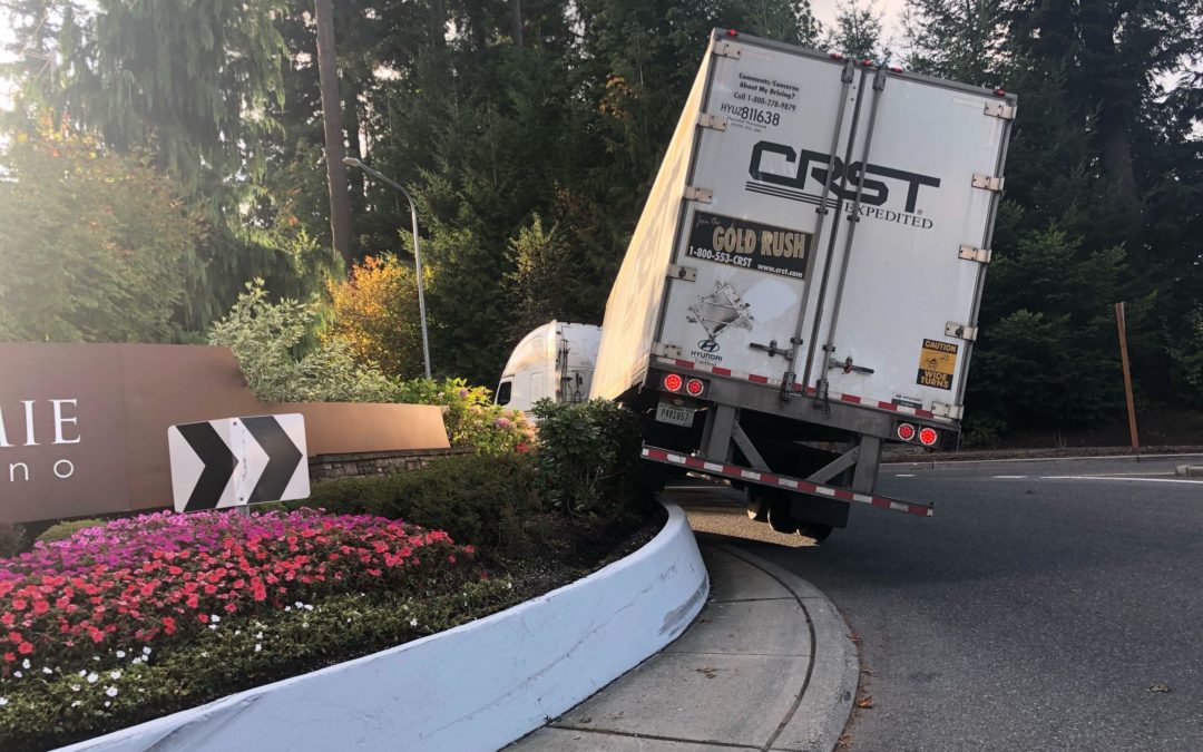 Riding The Roundabout – Narrowly Missing A Semi-Truck Accident Turnover