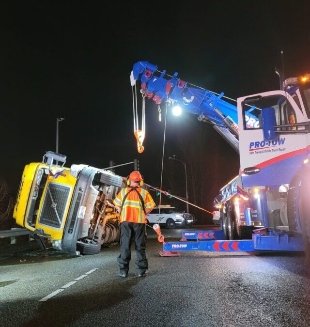 Flipped Semi-Truck and Trailer Recovery