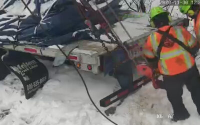 Heavy Truck Tow Out of Snowy Ditch
