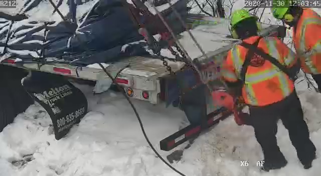 Heavy Truck Tow Out of Snowy Ditch