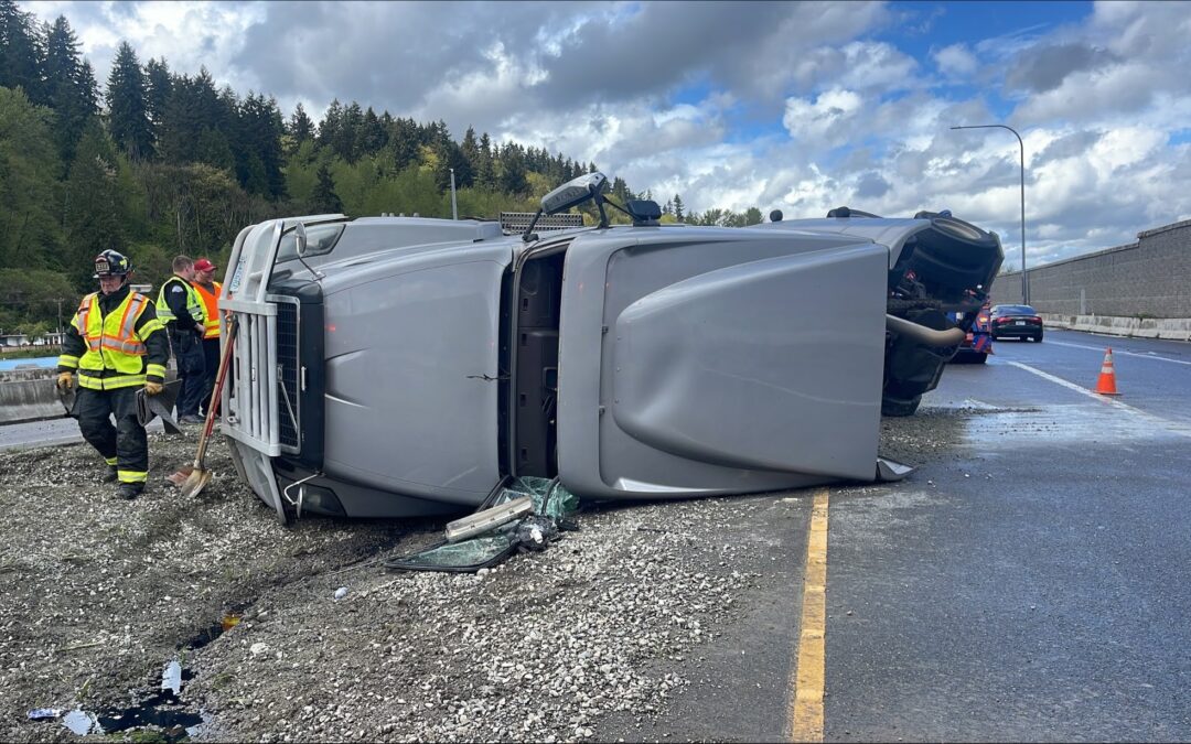 Semi-Truck Tip Over in Pacific, WA