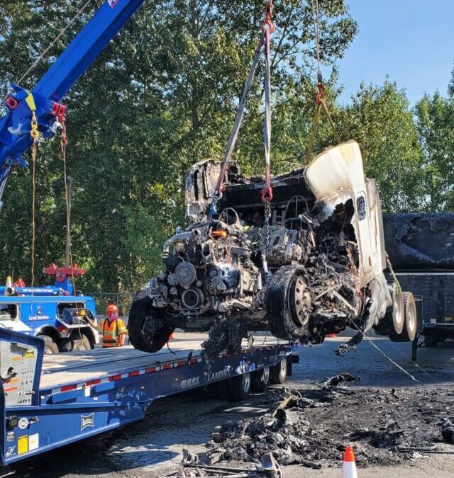 Holy Smokes! Pro-Tow Recovers a Burnt Semi-Truck & Trailer