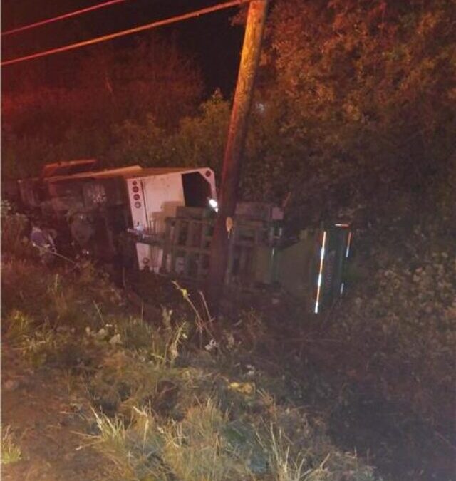 Truck and Chipper in the Ditch