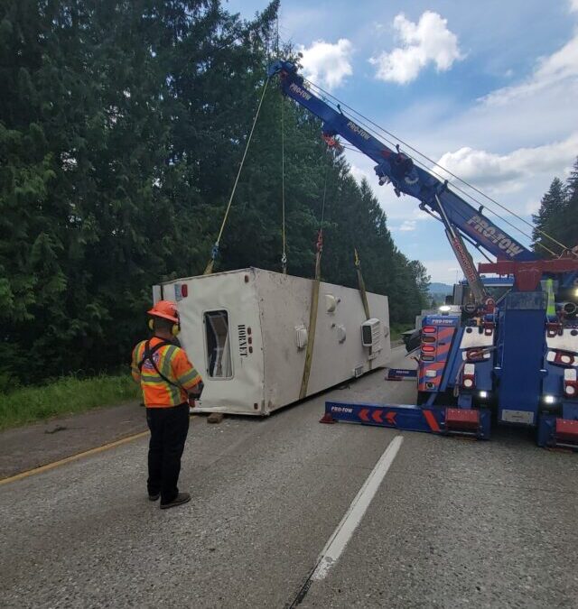 Rolled Over Camper Trailer on the I-90