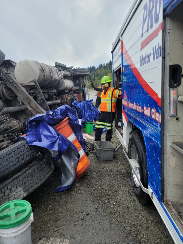 Flipping a Tipped Semi-Truck in Pacific, WA