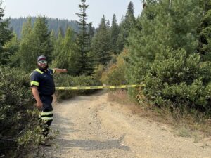 Blocking the trail to the truck recovery