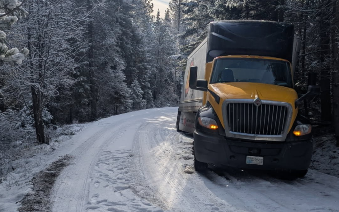 Semi-Truck Winch-Out on Winter Road in Spokane