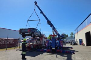 Unloading a car hauler